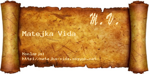 Matejka Vida névjegykártya